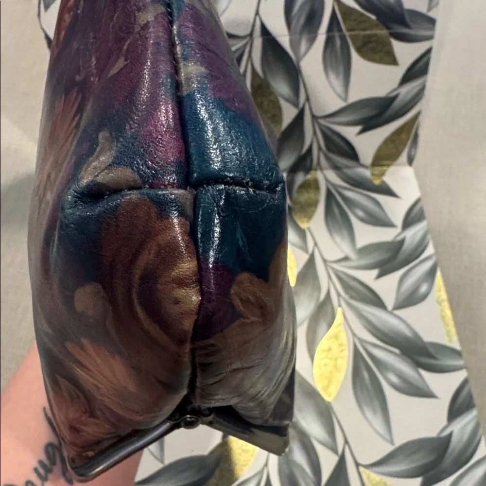 Patricia Nash Black Floral Kiss-Lock Wristlet with Burgundy & Mustard Flowers - Picture 6 of 6